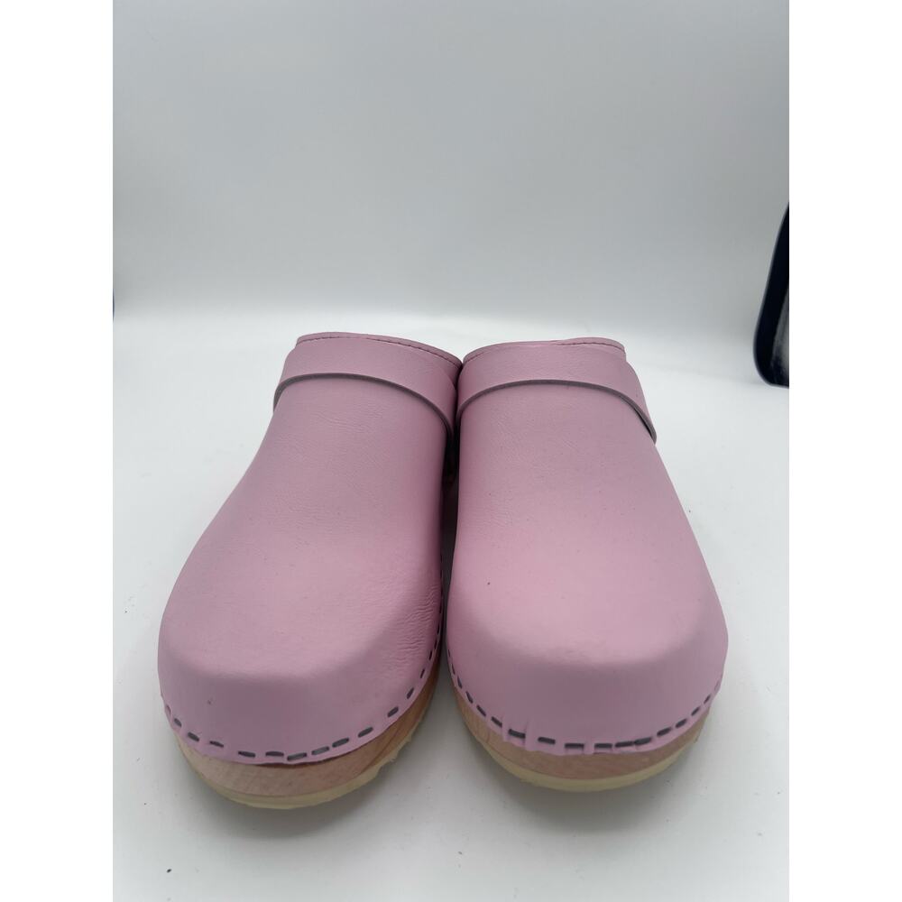 Cape Clogs Pink Leather Wooden Clogs - Picture 2 of 5